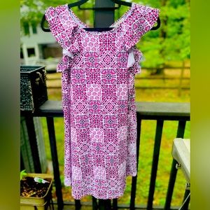 NWT LOFT dress - magenta color and white/ black -- see notes for size!